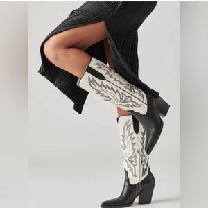 Dolce Vita Chic Blanch Black and White Heeled Boots